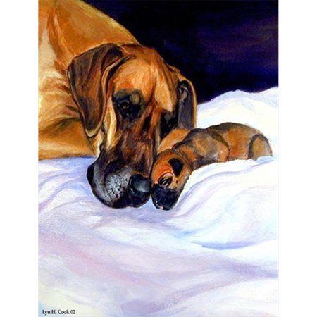 PATIOPLUS Fawn Natural Great Dane and Puppy Canvas Flag - House Size&#44; 28 x 40 in. PA247069